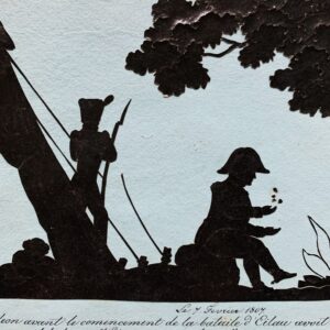 Superbe série de 5 scènes en silhouettes illustrant Napoléon et des épisodes de l'Empire