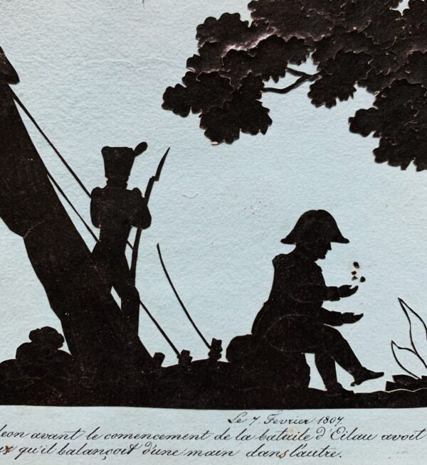 Superbe série de 5 scènes en silhouettes illustrant Napoléon et des épisodes de l'Empire