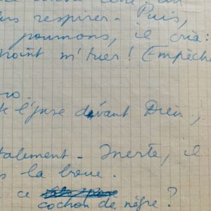 Exceptionnel manuscrit de la traduction par Boris Vian d'une nouvelle de l'écrivain afro-américain Richard Wright