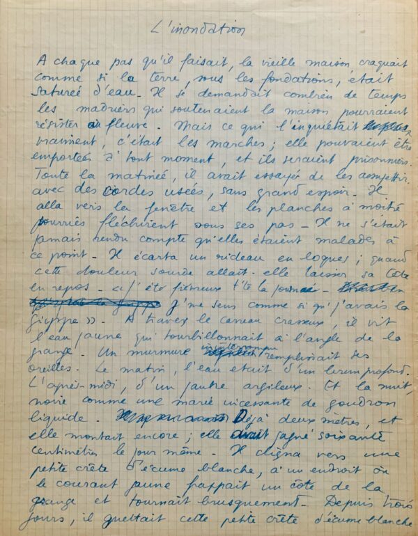 Exceptionnel manuscrit de la traduction par Boris Vian d'une nouvelle de l'écrivain afro-américain Richard Wright