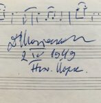 Portée musicale signée de Dmitri Chostakovitch, écrite à New York en 1949