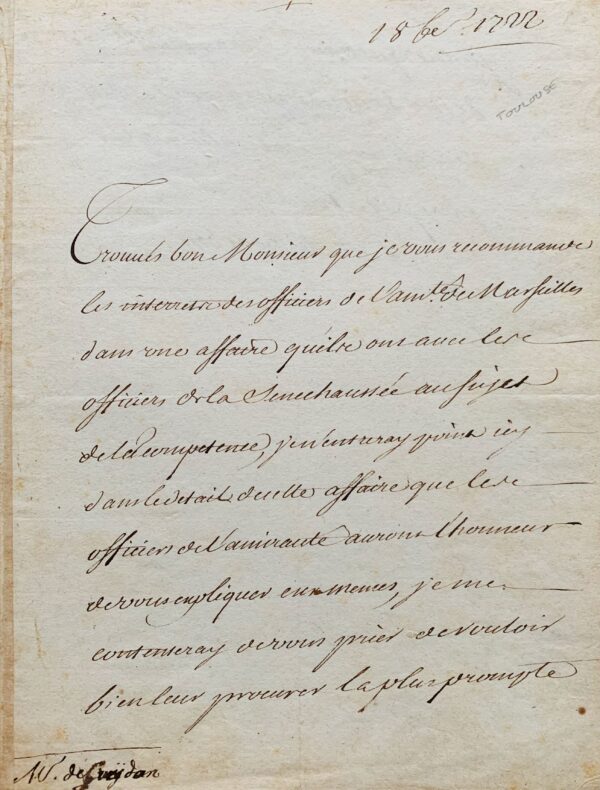 Le comte de Toulouse intervient en faveur de l'amirauté de Marseille