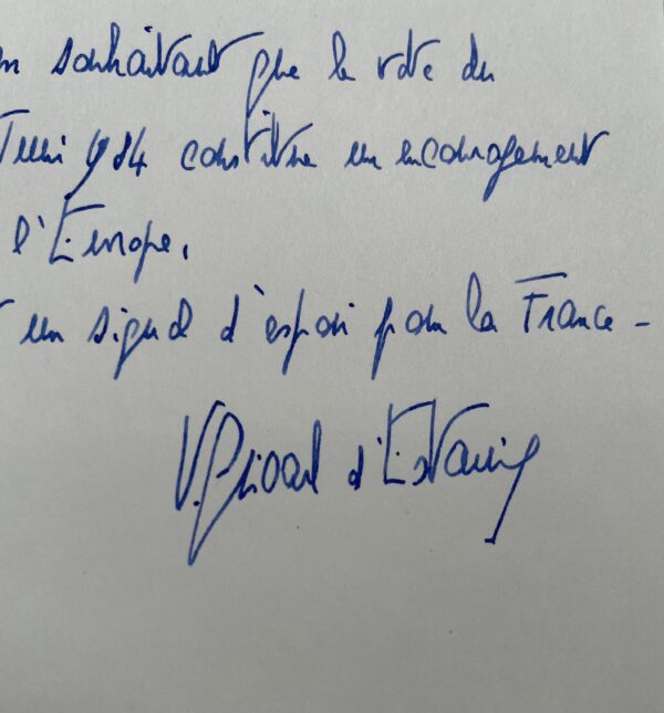 Les souhaits de Valéry Giscard d'Estaing pour l'élection européenne du 17 juin 1984