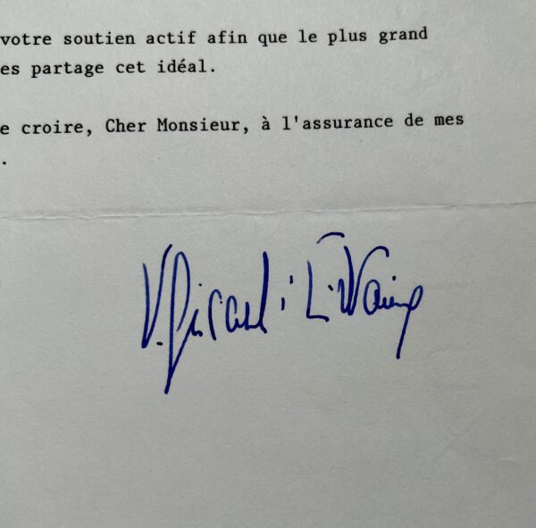 Lettre de Valéry Giscard d'Estaing écrite entre les deux tours de l'élection présidentielle de 1981