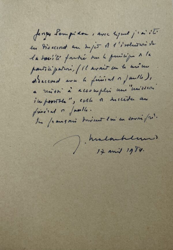 L'hommage de Jacques Chaban-Delmas à Georges Pompidou