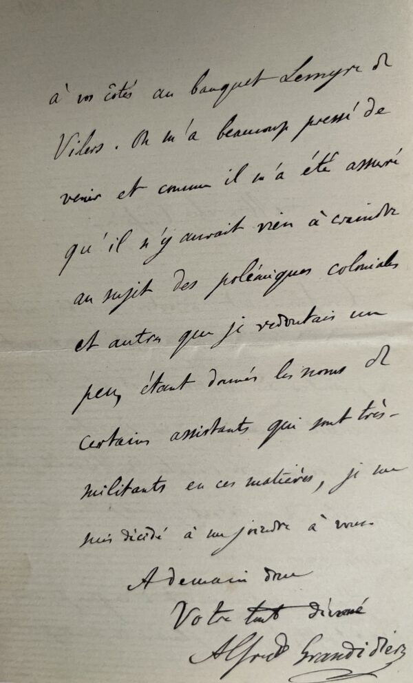 L'explorateur et géographe Alfred Grandidier veut éviter les polémiques coloniales