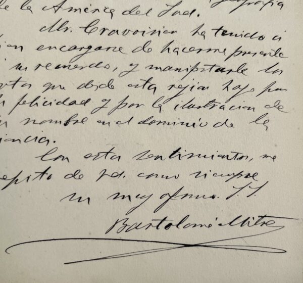Lettre de l'ancien président argentin Bartolomé Mitre