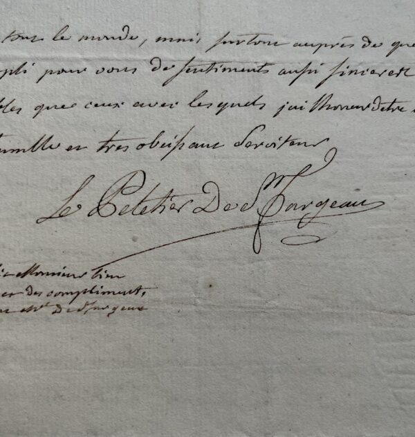 Lettre de Michel Etienne Le Peletier de Saint-Fargeau, père du révolutionnaire