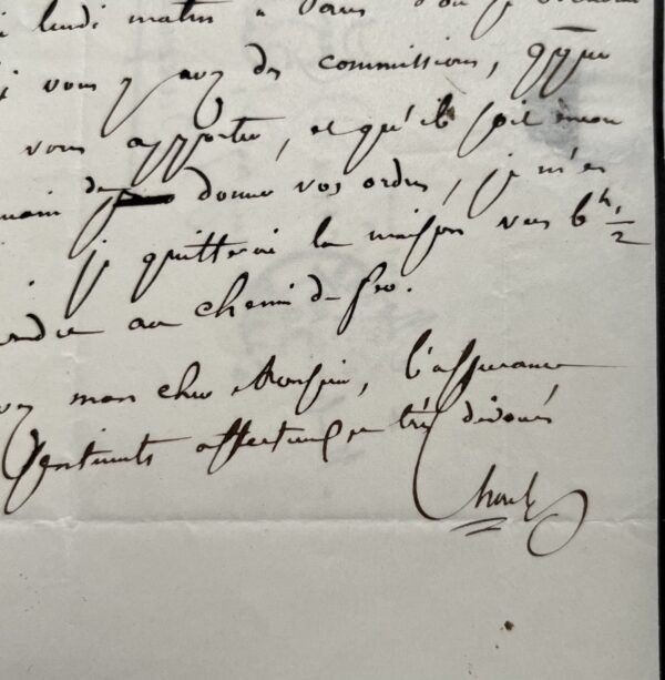 Lettre du mathématicien Michel Chasles