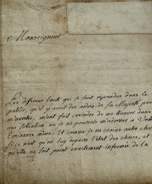 Très rare lettre du convulsionnaire Louis-François de Bécherand, datée de 1732