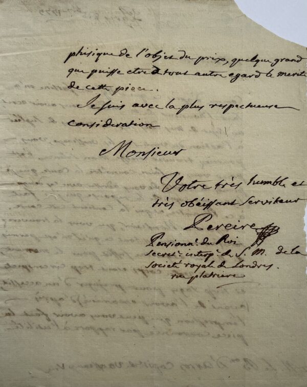Rare lettre de Jacob Rodrigue Pereire, précurseur de l'éducation des sourds, sur un problème scientifique