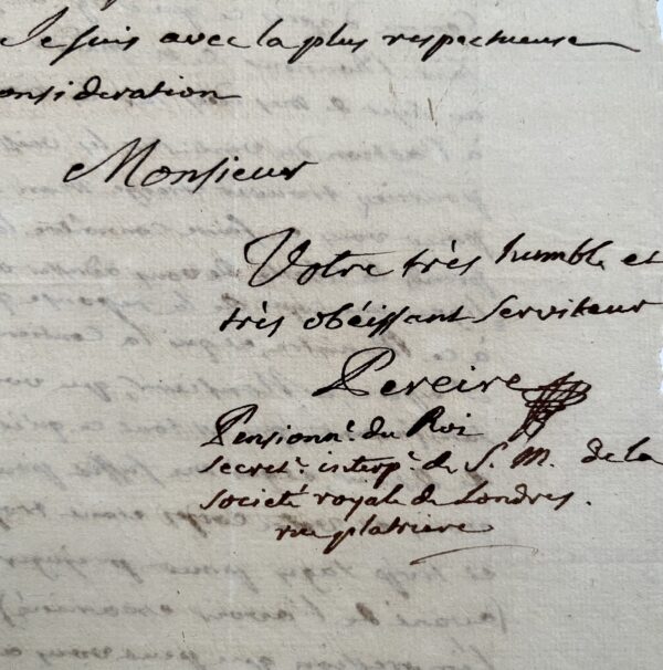 Rare lettre de Jacob Rodrigue Pereire, précurseur de l'éducation des sourds, sur un problème scientifique
