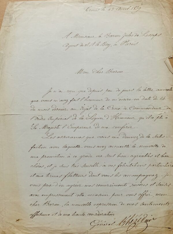 Kheireddine pacha promu au grade de commandeur de la Légion d'honneur