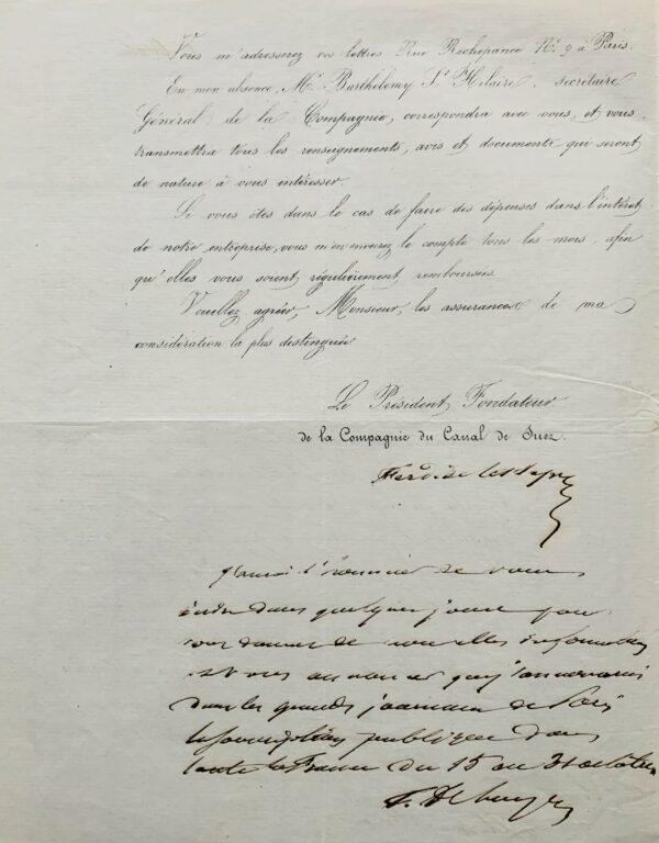 Ferdinand de Lesseps lance la souscription du Canal de Suez