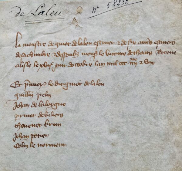 Revue d'hommes en armes du vicomte de Thouars en 1386