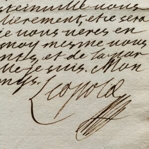 Belle lettre entièrement autographe du duc Léopold 1er de Lorraine