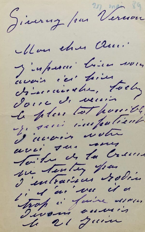 Claude Monet préfère ne pas montrer ses tableaux de la Creuse à Rodin