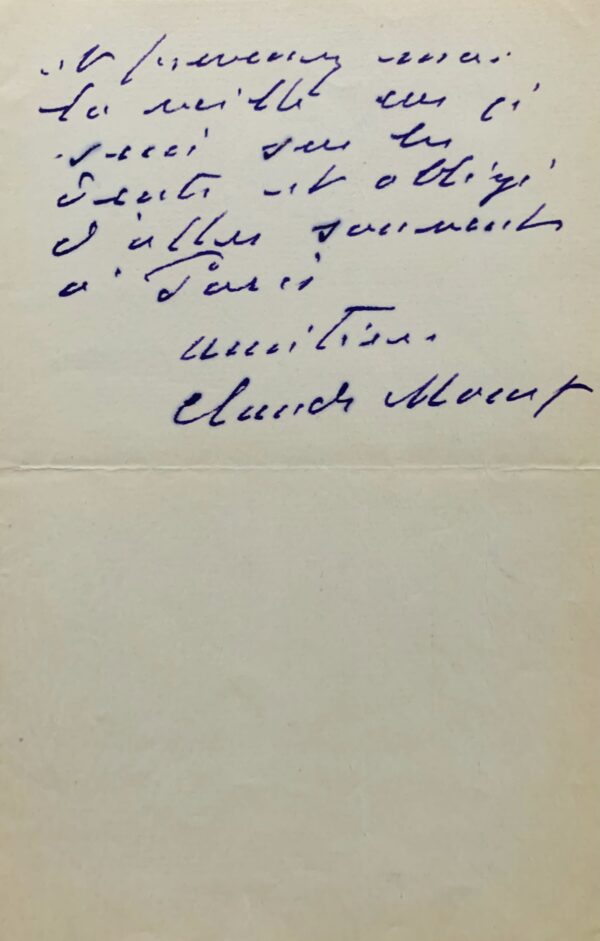 Claude Monet préfère ne pas montrer ses tableaux de la Creuse à Rodin