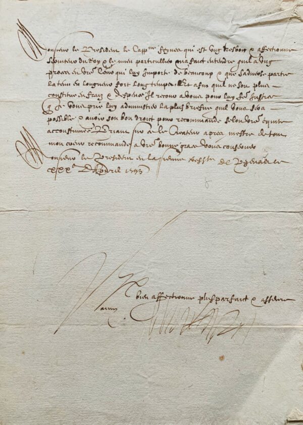 Trois lettres du connétable de Montmorency