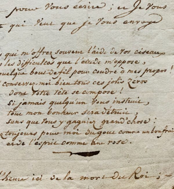 Très rare lettre d'Antoine de Rivarol évoquant la mort de Louis XVI