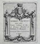 Superbe carte publicitaire gravée du XVIIIe du cartier dijonnais Georges Chenevet