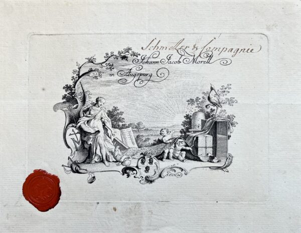 Belle carte de visite gravée du XVIIIe de l'allemand Johann Jacob Morell