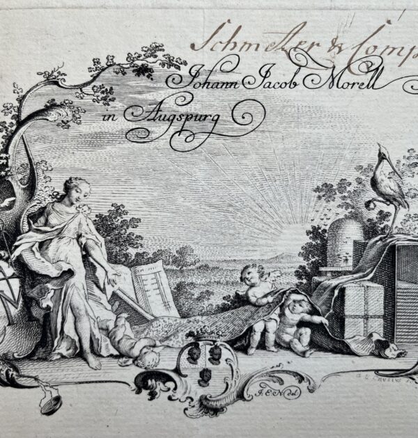 Belle carte de visite gravée du XVIIIe de l'allemand Johann Jacob Morell