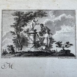 Magnifique faire-part de mariage vierge du XVIIIe siècle, figurant un couple devant cupidon