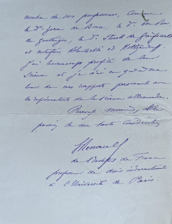 Le prix Nobel Louis Renault influencé par les travaux de Zorn, Bar, Holtzendorff, Bluntschli