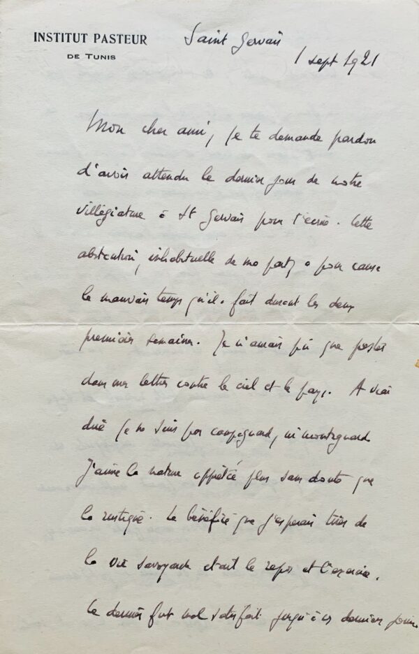 Le prix Nobel Charles Nicolle critique la politique hygiéniste de Calmette à l'Institut Pasteur