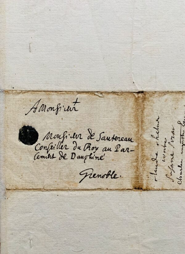 Belle et rare lettre du prince-évêque de Genève, Charles-Auguste de Sales, évoquant saint François de Sales