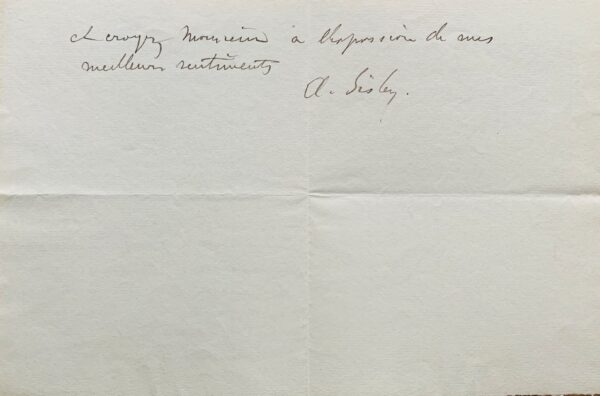 Alfred Sisley envoi des tableaux à son galeriste Georges Petit