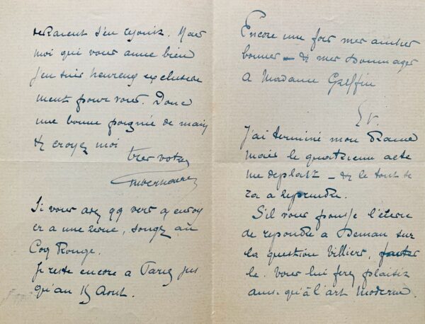 2 belles lettres d'Émile Verhaeren à Francis Vielé-Griffin