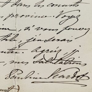 Pauline Viardot vient en aide à une amie cantatrice, Mlle de Ribeaucourt