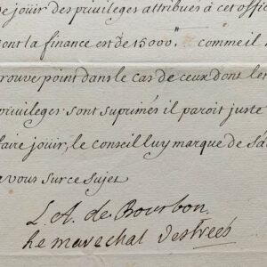 Le duc du Maine et le maréchal d'Estrées interviennent pour les privilèges de l'amirauté de Fréjus