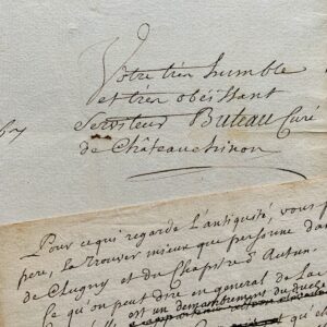 Longue lettre de 1767 du curé de Château-Chinon, faisant un état des lieux de la ville et de ses habitants