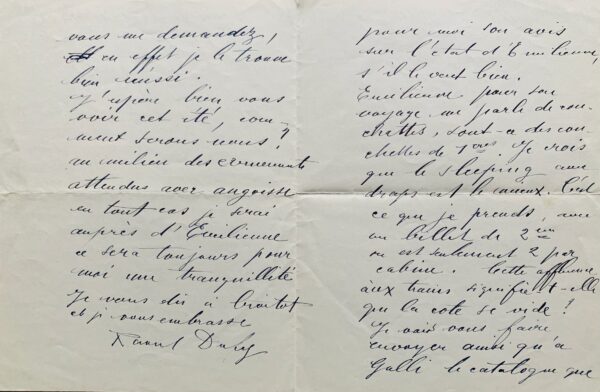 Raoul Dufy s'inquiète pour son épouse Émilienne et attends les événements de la guerre avec angoisse
