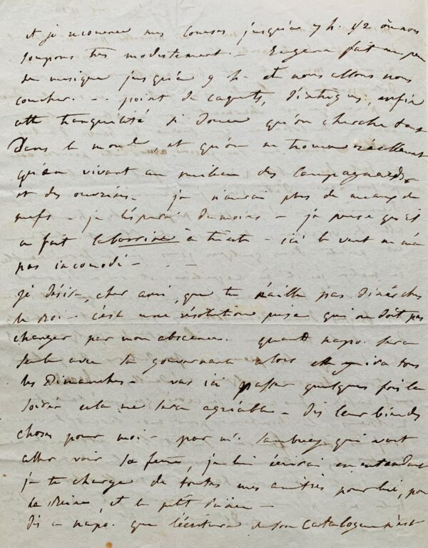 Superbe lettre intime d'Élisa Bonaparte sur sa vie en Italie, les fouilles à Aquilée et l'éducation de sa fille Napoléone