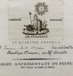 Lettre du conventionnel Pierre-Mathurin Gillet ornée d'une belle vignette emblématique signée Jacowick
