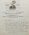 Lettre du conventionnel Pierre-Mathurin Gillet ornée d'une belle vignette emblématique signée Jacowick