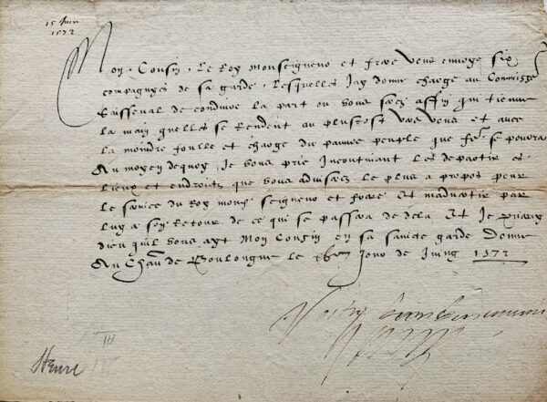 Juin 1572 : le duc d'Anjou, futur Henri III, envoie un renfort de son frère, le roi Charles IX, en Picardie