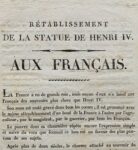 Dossier sur le rétablissement de statue d'Henri IV sur le Pont-Neuf en 1818