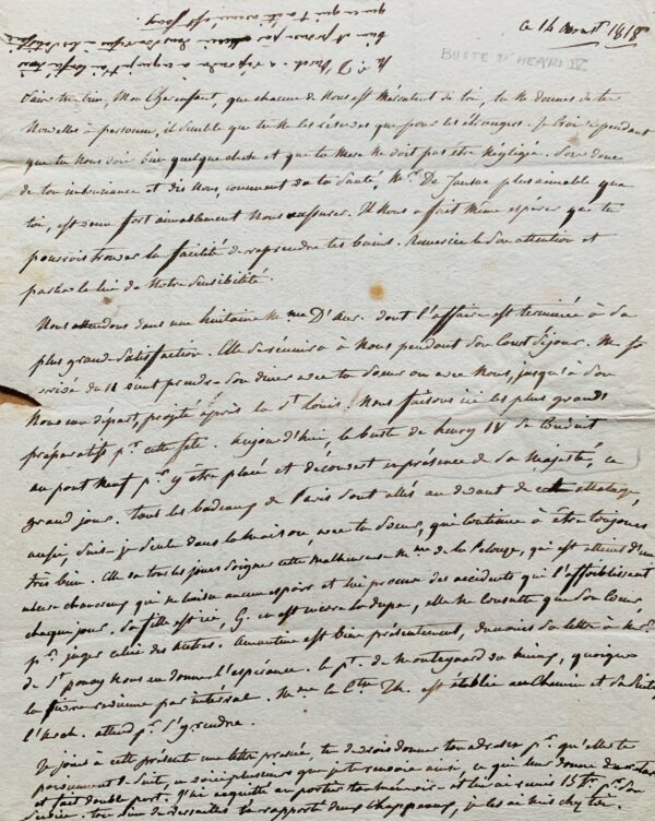 Dossier sur le rétablissement de statue d'Henri IV sur le Pont-Neuf en 1818