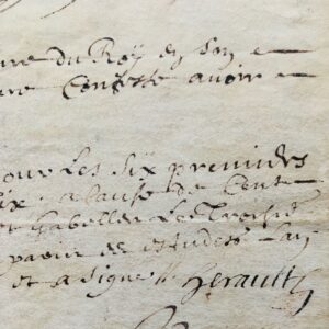 Rare pièce signée par le peintre paysagiste Charles Hérault en 1706