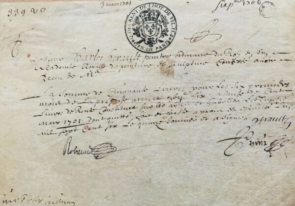 Rare pièce signée par le peintre paysagiste Charles Hérault en 1706