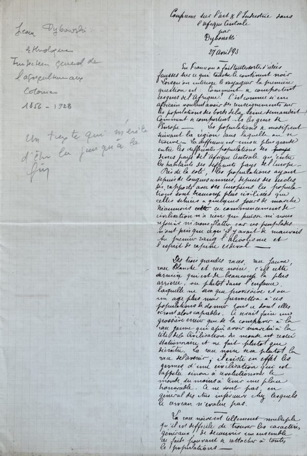 L'explorateur et enthonologue Jean Dybowski donne sa vision des peuples d'Afrique noire