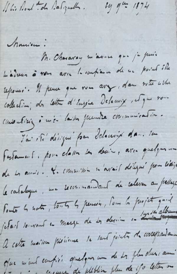 Philippe Burty rassemble la correspondance d'Eugène Delacroix