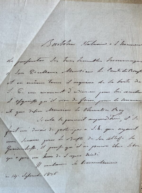 Le sculpteur italien Lorenzo Bartolini soumet une esquisse au comte de Broglie