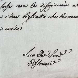 Lettre peu commune du poète italien Filippo Pistrucci