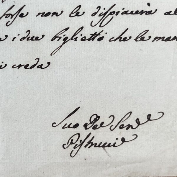 Lettre peu commune du poète italien Filippo Pistrucci
